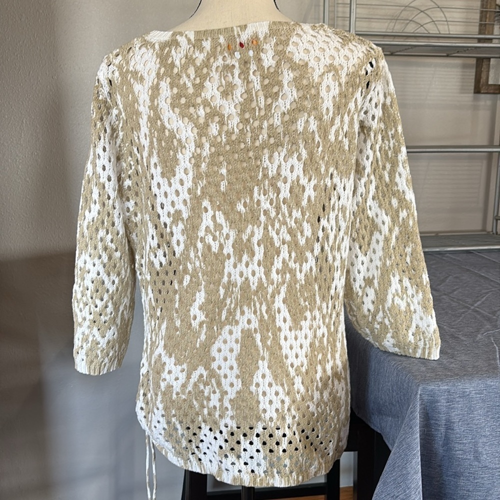 Ruby Rd. Women’s Pointelle Knit 3/4 Sleeves Ruched Side Top Size XL - Picture 2 of 5